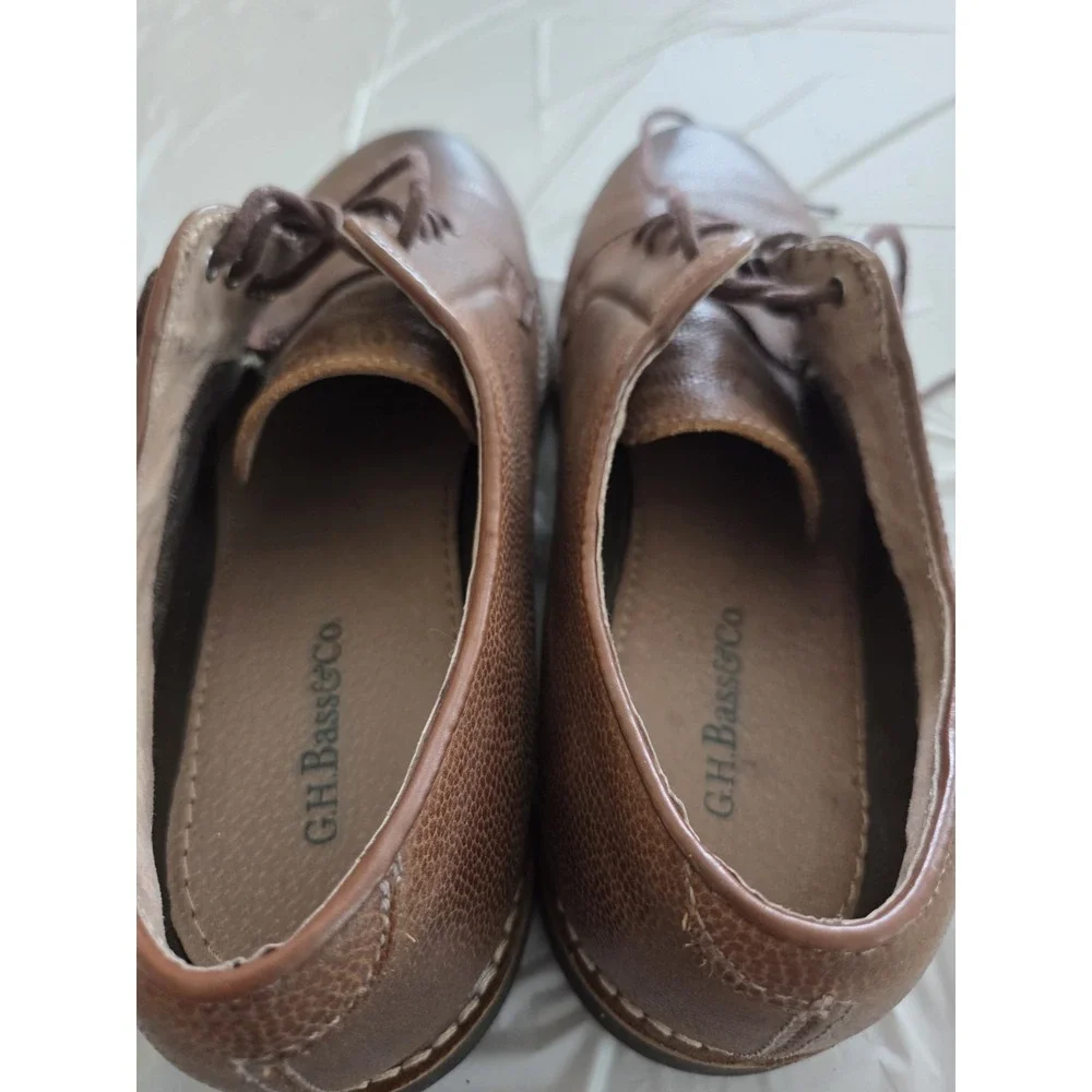 Gh Bass Lace Up Leather Loafers Men's 10 D Bryant Whiskey Brown‎